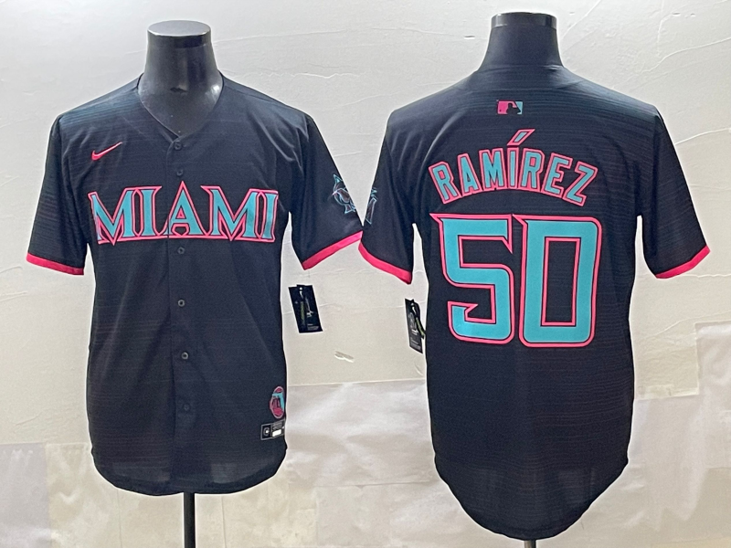 Men 2025 Miami Marlins #50 Ramirez black Nike MLB jersey style 53->miami marlins->MLB Jersey
